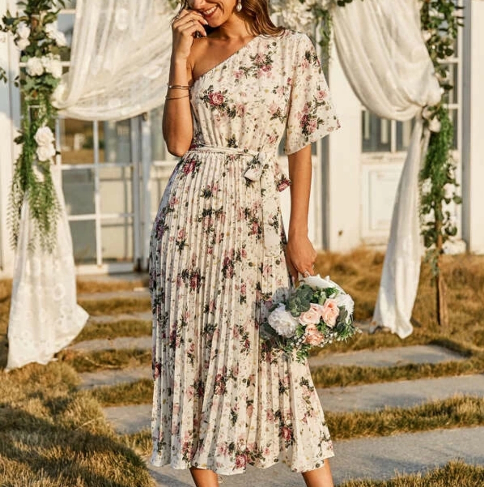 🌿SALE! Floral One Shoulder Dress